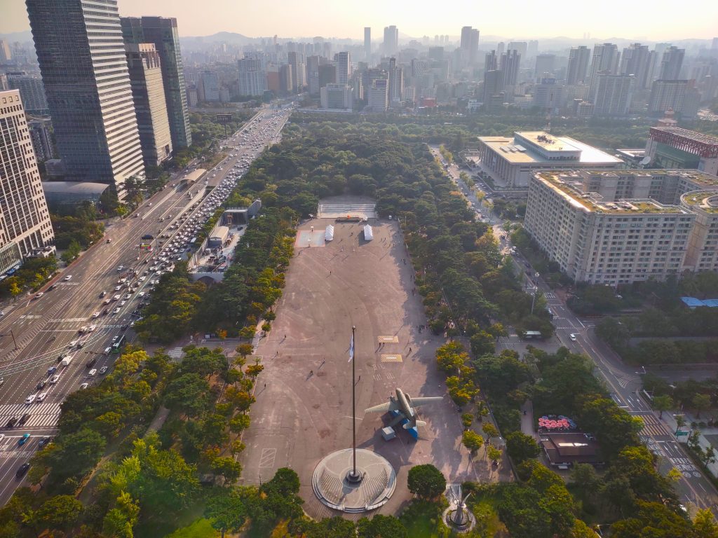 High above